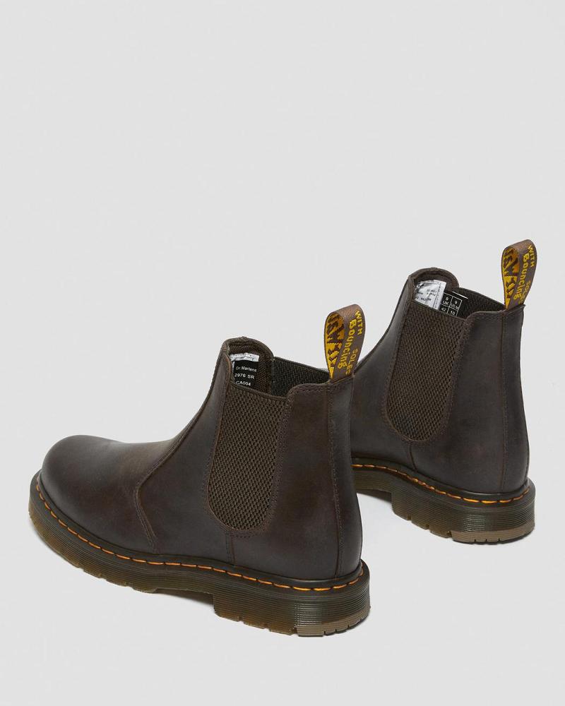 Botas De Trabajo Dr Martens 2976 Slip Resistant Cuero Mujer Azules Marrom | MX 3PJJ